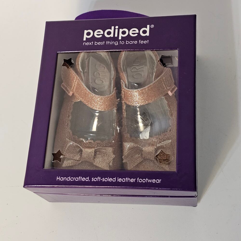 PEDIPED Betty Rose Gold Mary Jane Dress Shoe Toddler 18-24 Months Fabric Leather